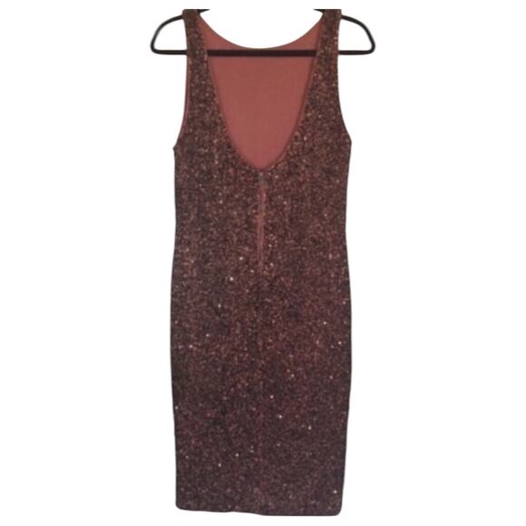 nwt Alice + Olivia Kimber Sequin Dress Rose Gold Stretch Bodycon size 10 - Picture 6 of 8